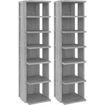 Botník Botník se 6 policemi, šedý dub sonoma, 27,5x27x102 cm