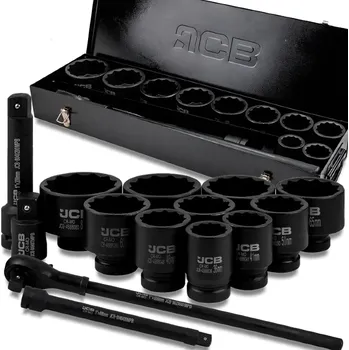 Gola sada JCB Sada rázových hlavic 1" 12hranných, 15 ks, Cr-Mo