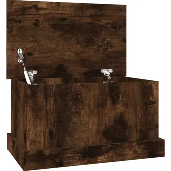 Úložný box Úložný box/truhla na deky s víkem, kouřový dub, 50x30x28 cm