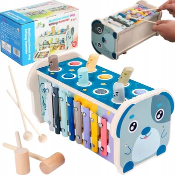 Dřevěná hračka MONTESSORI DŘEVĚNÁ EDUKAČNÍ KOSTKA VKLÁDAČKA XYLOFON HRAČKA STAVEBNICE MON