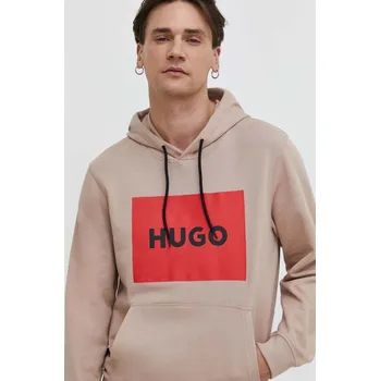 Dámské oblečení Bavlněná mikina HUGO 50473168 béžová 80A, vel. L