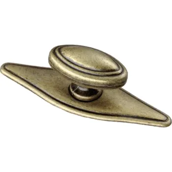 Nábytkové kování 91100 knopka oválná s koso štítem 78mm,rustikáln (Nábytková knopka o průměru 78 mm. Vhodné řešení pro nábytek v interiéru.)