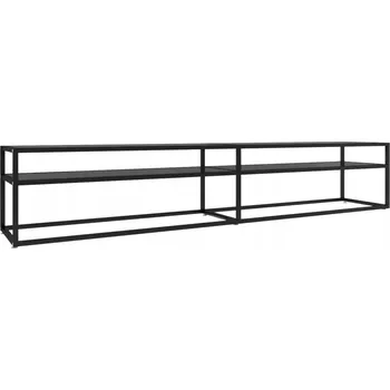 Televizní stolek Černá TV skříňka z tvrzeného skla 220 x 40 x 40,5 cm