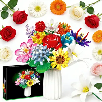 ostatní stavebnice STAVEBNICE KVĚTINY KYTICE KREATIVNÍ SET + KVĚTINY 1064 dílů