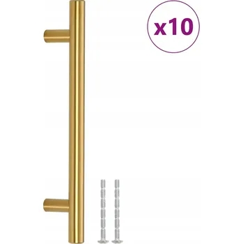 Nábytkové kování Nábytková úchytka T, zlatá nerezová ocel 192x32 mm, seříznutý šroub