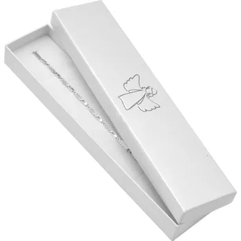 Dárková krabička Bílá dárková krabička na náramek, stříbrný anděl