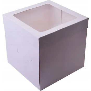 Krabice na pečivo Krabice na dort 30x30x25cm VYSOKÁ bílá s okénkem