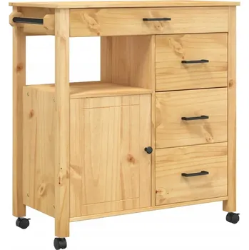 Servírovací stolek Kuchyňský vozík MONZA z borovicového dřeva, medový, 84x40x90 cm