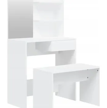 Konferenční stolek Sada nábytku s toaletním stolkem a taburetem, bílá, 74,5x40x141 cm, 70x35x45 cm