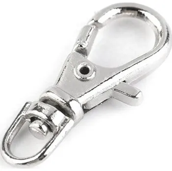 Kovová karabinka otočná, průvlek 4 mm, střední, 1 nikl