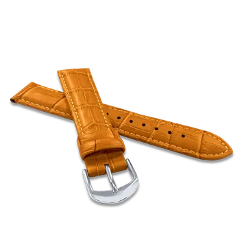 Řemínek na hodinky Oranžový prošitý řemínek CROCO Minet BSIUO20 - 20 mm