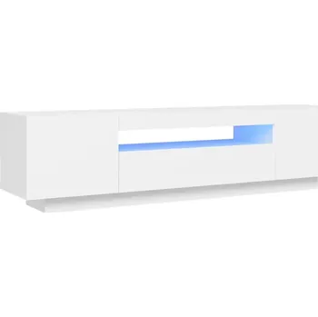 Televizní stolek TV stolek s RGB LED osvětlením, bílý, 160x35x40 cm