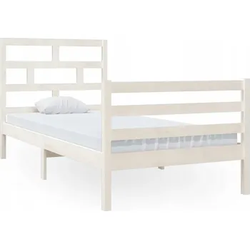 Postel Bílý rám postele z masivního borovicového dřeva 90 x 200 cm, 205,5 x 96 x 100 cm