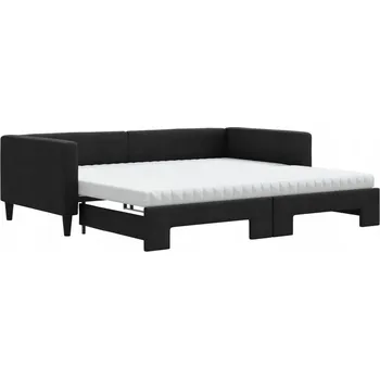 Pohovka Černá lenoška 2v1 s matracemi, rozměry po složení: 223x110x68 cm