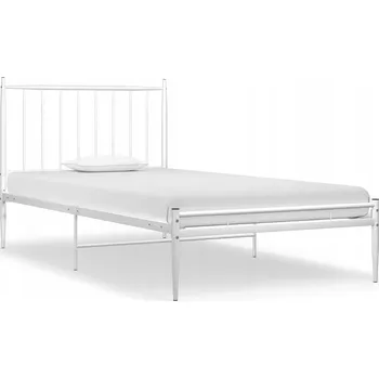 Postel Bílý rám postele pro jednoho 208 x 96 x 97,5 cm s kovovým roštem