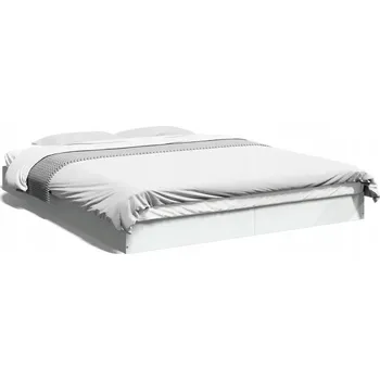 Postel Rám Postele z dřevěného materiálu, bílý, 203 x 163 x 17 cm