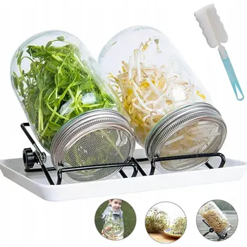 Sklenice 2x NAKLIČOVACÍ NÁDOBA SKLENICE NA KLÍČENÍ SEMEN KLÍČKY SKLENĚNÉ SKLENIČKY SADA