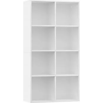 Knihovna Bílá police s 8 přihrádkami, materiál na bázi dřeva, 66x30x130 cm
