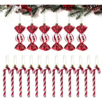 Vánoční dekorace SADA PŘÍVĚSKŮ LÍZÁTKA BONBÓNY NA VÁNOČNÍ STROMEČEK VÁNOČNÍ ozdoba vánoční baňky 18 KS