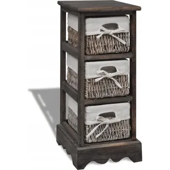 regál Regál se 3 policemi a košíky, dřevo paulovnie, hnědý, 25x28x58 cm