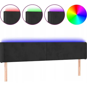 LED záhlaví postele s nastavitelnou výškou, černé, 180x7x78/88 cm