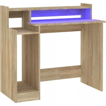 Psací stůl Počítačový stůl LED s podsvícením, dub sonoma, 97x45x90 cm