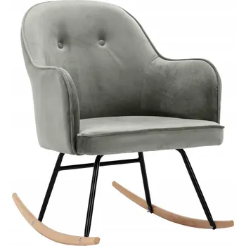 Křeslo Houpací křeslo sametové, šedé, 60x74x84 cm, bukové dřevo, železo