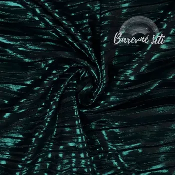 Plisé Černozelené, metalický lesk (E) (Hedvábná lehká vzdušná šatovka)