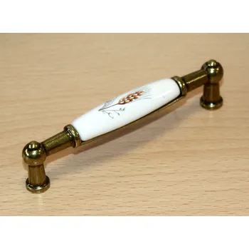 Nábytkové kování 11022 úchytka rozteč 96mm stará mosaz - porcelánový klásek (Nábytková úchytka s roztečí 96 mm v povrchu mosaz. Praktický doplněk do interiéru.)