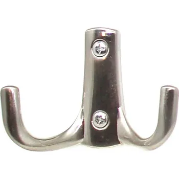 Věšák 770246 dvojháček kov broušený nikl (Nástěnný dvojháček v povrchu broušený nikl. Vhodné řešení pro nábytek v interiéru.)