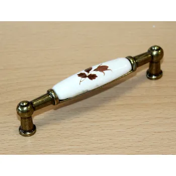 Nábytkové kování 11008 úchytka rozteč 96mm stará mosaz - porcelánový podzim (Nábytková úchytka s roztečí 96 mm v povrchu mosaz. Praktický doplněk do interiéru.)