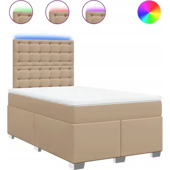 Postel Kontinentální postel s LED, cappuccino, 190 x 120 x 140,5/150,5 cm