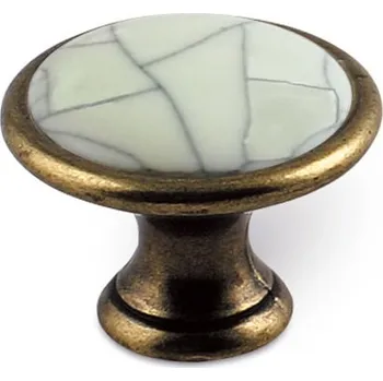 Nábytkové kování 12938 knopka RUDA staromosaz porcelán (Nábytková knopka RUDA v povrchu mosaz. Praktický doplněk do interiéru.)