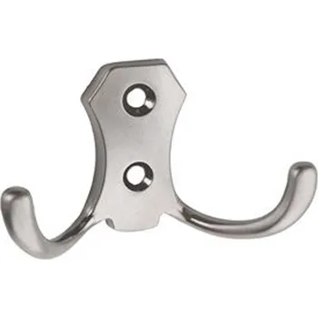 Věšák 81107 dvojháček satén nikl (Nástěnný dvojháček v povrchu satén nikl. Jednoduchý a funkční doplněk do interiéru.)