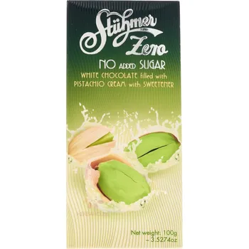 Čokoláda Stühmer Biela čokoláda s pistáciovým krémom, bez cukru, so sladidlom 100g