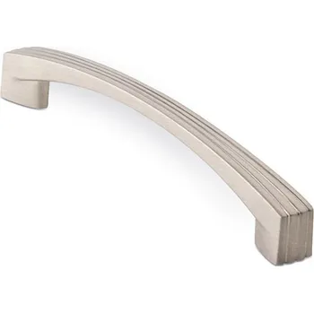 Nábytkové kování 12908 úchytka SATOS128 rozteč 128mm nikl satén (Nábytková úchytka SATOS128 s roztečí 128 mm v povrchu nikl. Praktický doplněk do interiéru.)