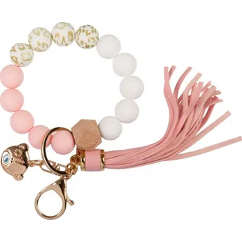 Módní doplněk Me to You klíčenka - Růžové korálky