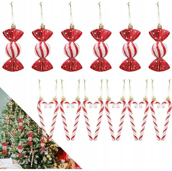 Vánoční dekorace CUKROVÉ HŮLKY VÁNOČNÍ BAŇKY BONBÓNY NA VÁNOČNÍ STROMEČEK SADA 18 KUSŮ