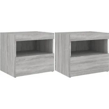 Noční stolek Noční stolky s LED osvětlením šedý dub sonoma 50 x 40 x 45 cm