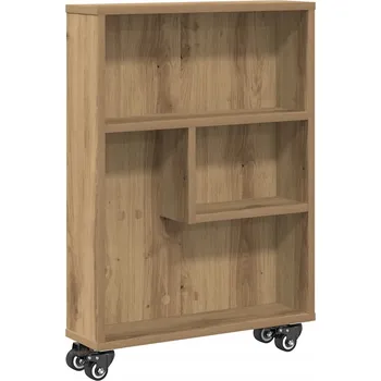 Servírovací stolek Pomocný vozík na kolečkách, dub artisan, 48x13x68 cm