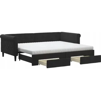 Pohovka Černá rozkládací pohovka se zásuvkami, rozměry 229 x 100 x 68 cm