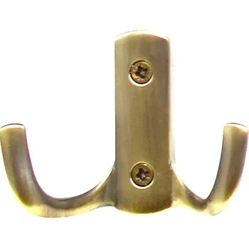 Věšák 770206 dvojháček staromosaz (Nástěnný dvojháček v povrchu mosaz. Vhodné řešení pro nábytek v interiéru.)