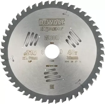 Pilový kotouč Pilový kotouč DeWALT EXTREME® 216 x 30 mm 48 zubů, ATB -5°, univerzální řez
