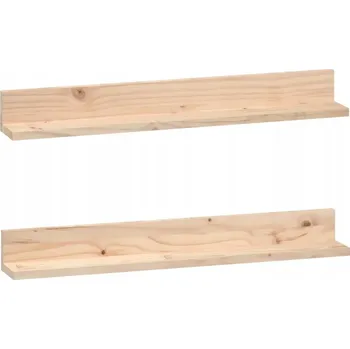 police Dřevěné nástěnné police borovice 80 x 11 x 9 cm, neošetřené, sada 2 ks