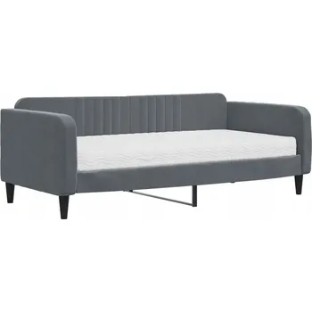 Pohovka Tmavě šedá rozkládací pohovka 2 v 1 s matrací 213 x 100 x 75 cm