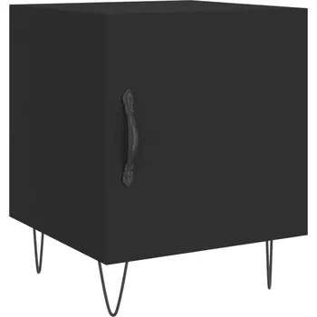 Noční stolek Noční stolek z dřevotřísky a kovovými nohami, černý, 40x40 cm