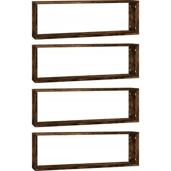 police Nástěnné police, 4 ks, kouřový dub, 80x15x26,5 cm