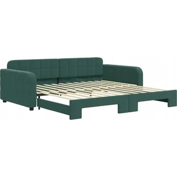 Pohovka Rozkládací lenoška/pohovka tmavě zelená sametová 223 x 110 x 71 cm