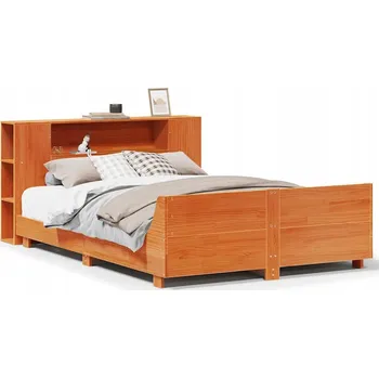 Postel Rám postele s čelem a přihrádkami, voskovaný bronz, 227,5 x 156 x 82 cm