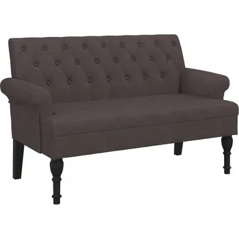 Zahradní lavice Elegantní lavice prošívaná knoflíky, dřevěné nohy, tmavě hnědá, 120x62x75